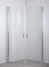 Dusjhjørne m/buede dører i frostet glass 90 x 90 x 190 cm